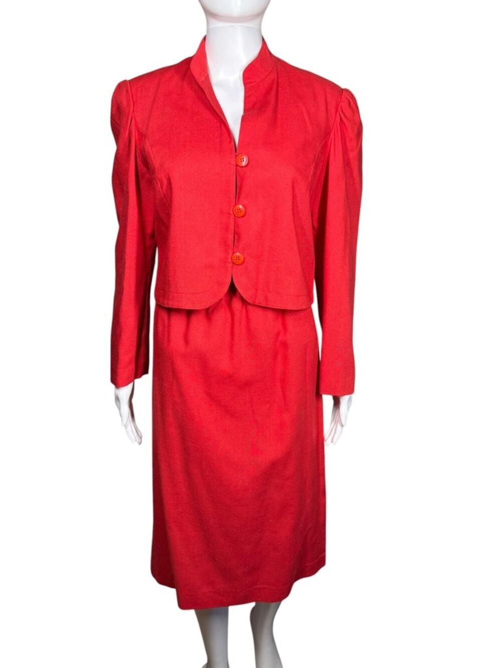 Vintage Classic Red Philippe Marques Skirt Blazer 2 Piece Suit Set Medium
